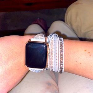 Apple white beaded wrap bracelet